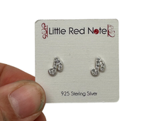 Load image into Gallery viewer, 925 Sterling Silver CZ Eighth Note White Earrings
