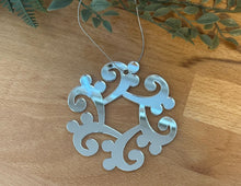 Load image into Gallery viewer, Bass Clef Snowflake Acrylic Ornament
