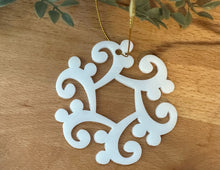 Load image into Gallery viewer, Bass Clef Snowflake Acrylic Ornament
