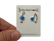 Load image into Gallery viewer, 925 Sterling Silver Asymmetrical Lab Opal Blue Earrings
