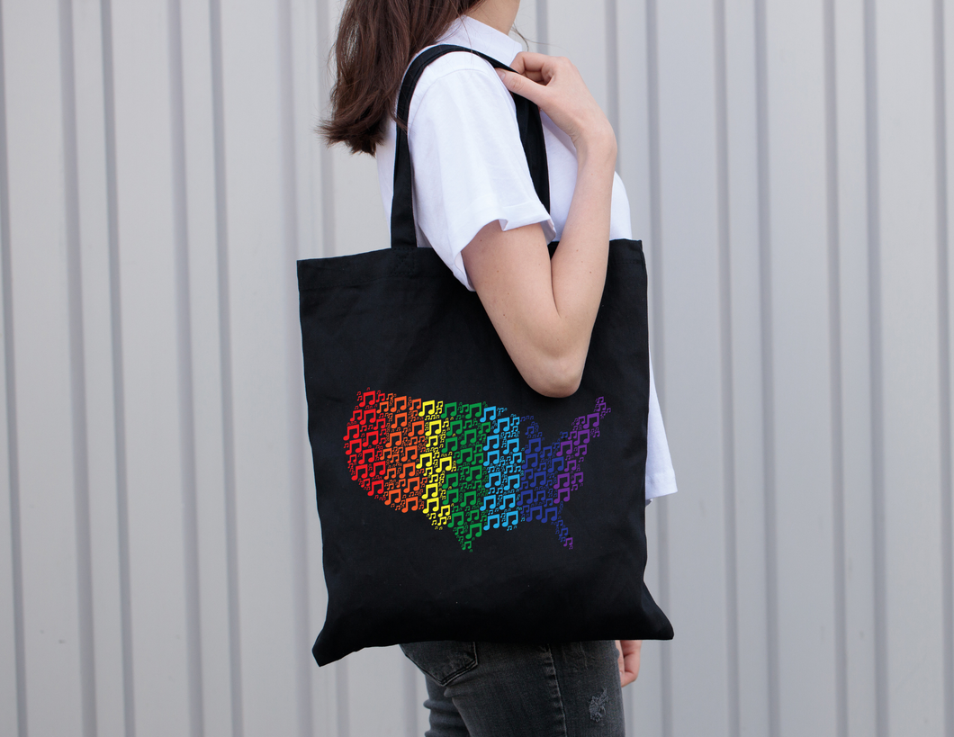 Rainbow Music USA Black Music Tote Bag