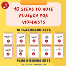 Load image into Gallery viewer, 10 Steps to Note Fluency for Violinists - 18 Sets of Flashcards (Digital Download)
