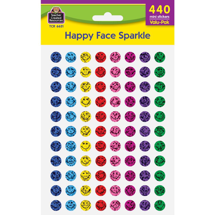 TCR Happy Face Sparkle Stickers