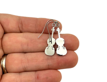 Load image into Gallery viewer, Dangle Stainless Steel Fishook Earrings Violin Viola Silver
