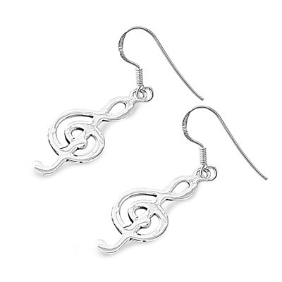 925 Sterling Silver Dangle Earrings Treble Clef