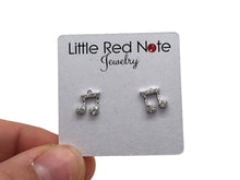 Load image into Gallery viewer, 925 Sterling Silver Eighth Note Zirconia Earrings
